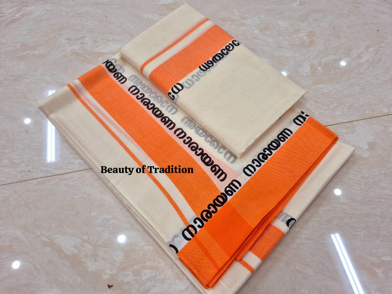 Premium Cotton Mulloth Type Set Mundu with Narayana Printed Design