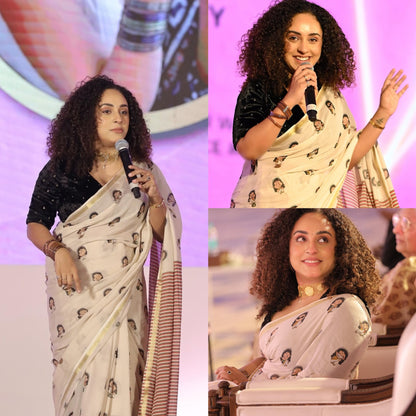 Pearle Maaney Inspired Doodle Cotton Saree – Premium Quality