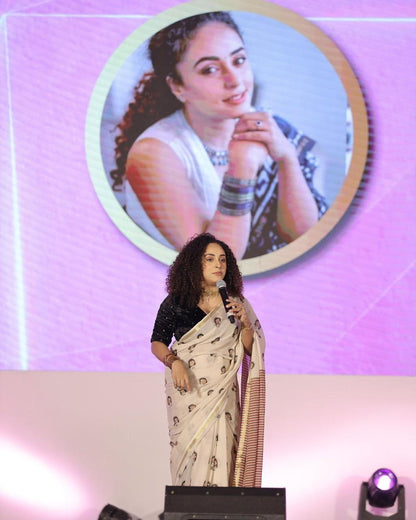 Pearle Maaney Inspired Doodle Cotton Saree – Premium Quality