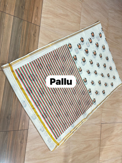 Pearle Maaney Inspired Doodle Cotton Saree – Premium Quality