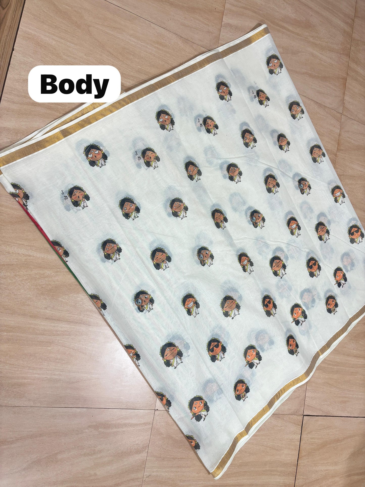 Pearle Maaney Inspired Doodle Cotton Saree – Premium Quality