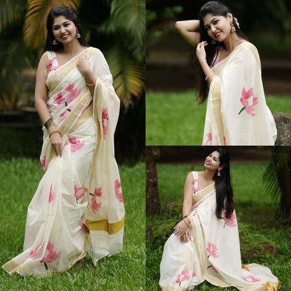 Lotus Cotton Saree – Premium Quality
