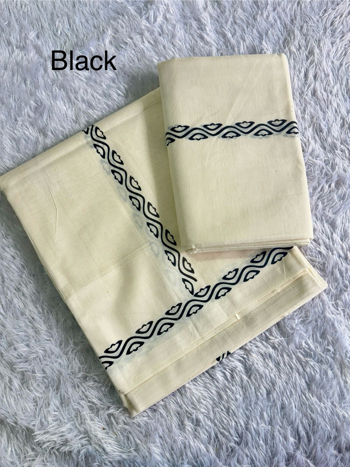Flowers Waves Print Set Mundu – Premium Quality
