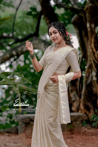 Micro Stripes Cotton Saree – Premium Quality