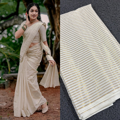 Micro Stripes Cotton Saree – Premium Quality