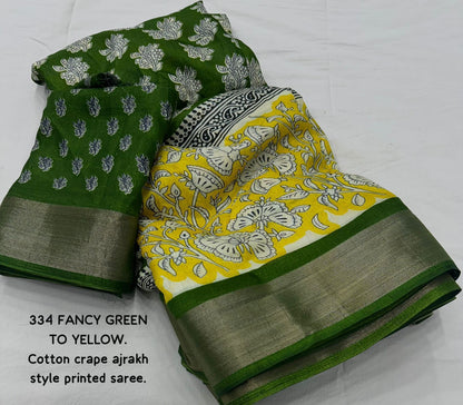 Fancy Ajrakh Style Printed Saree - Premium Quality