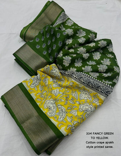 Fancy Ajrakh Style Printed Saree - Premium Quality
