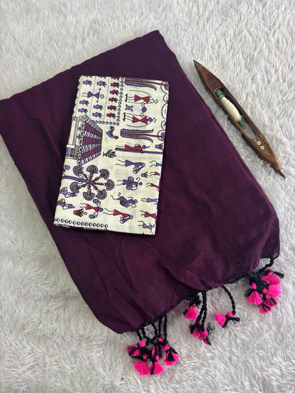 Khadi Cotton Saree with Printed Blouse – Premium Quality