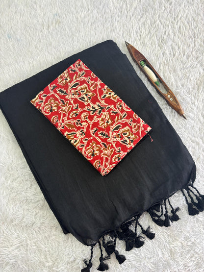 Khadi Cotton Saree with Printed Blouse – Premium Quality