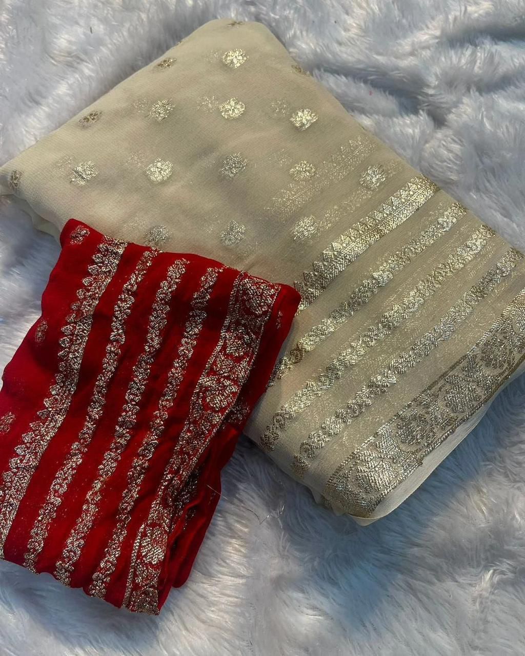 Viscose Georgette Saree With Contrast Blouse