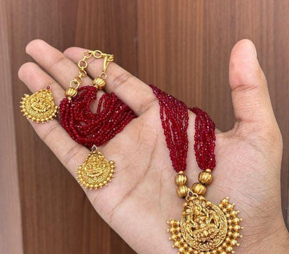 Lakshmi Pendant Bead Haram Set | High Quality