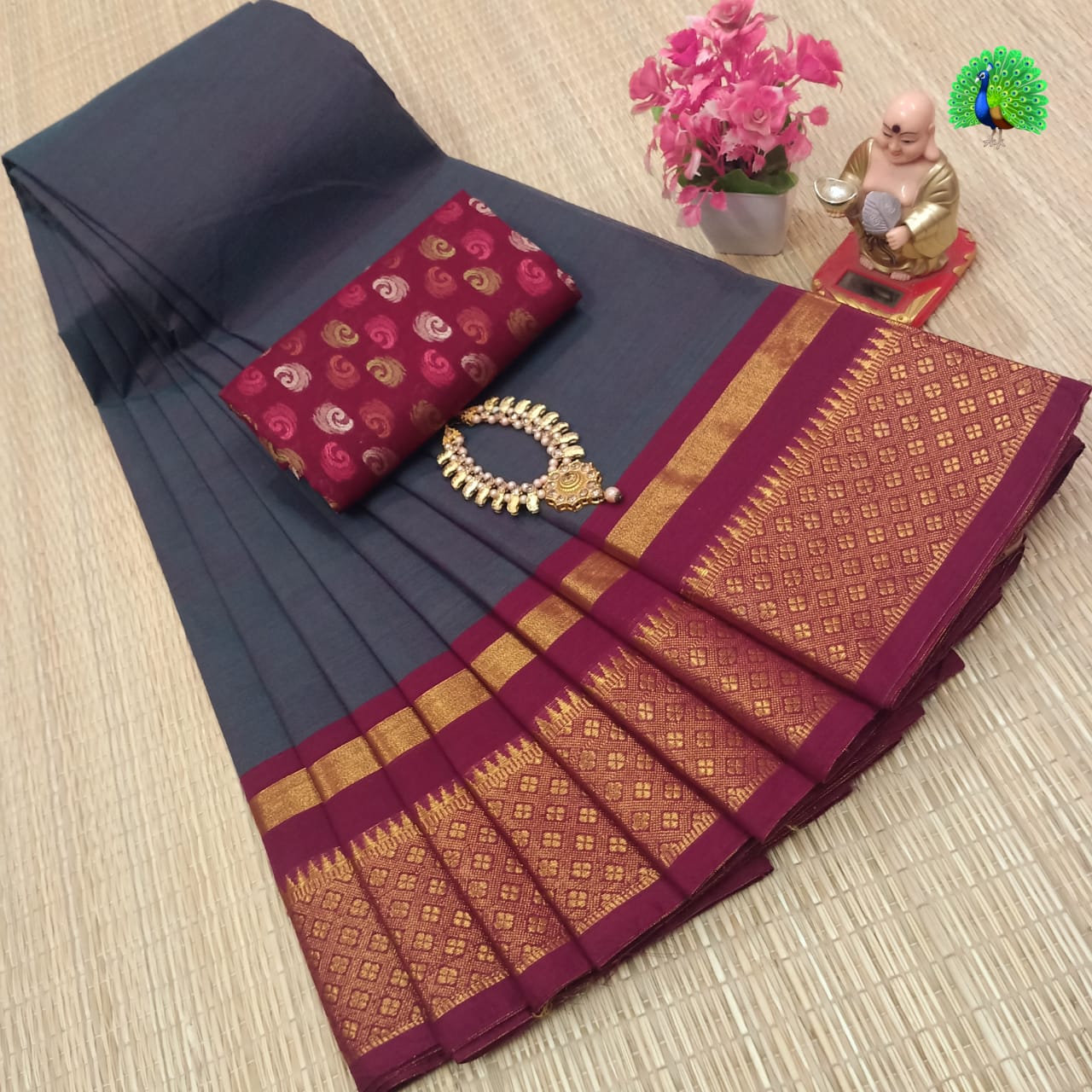 Pure Cotton Sarees With Kalamkari blouse fabric