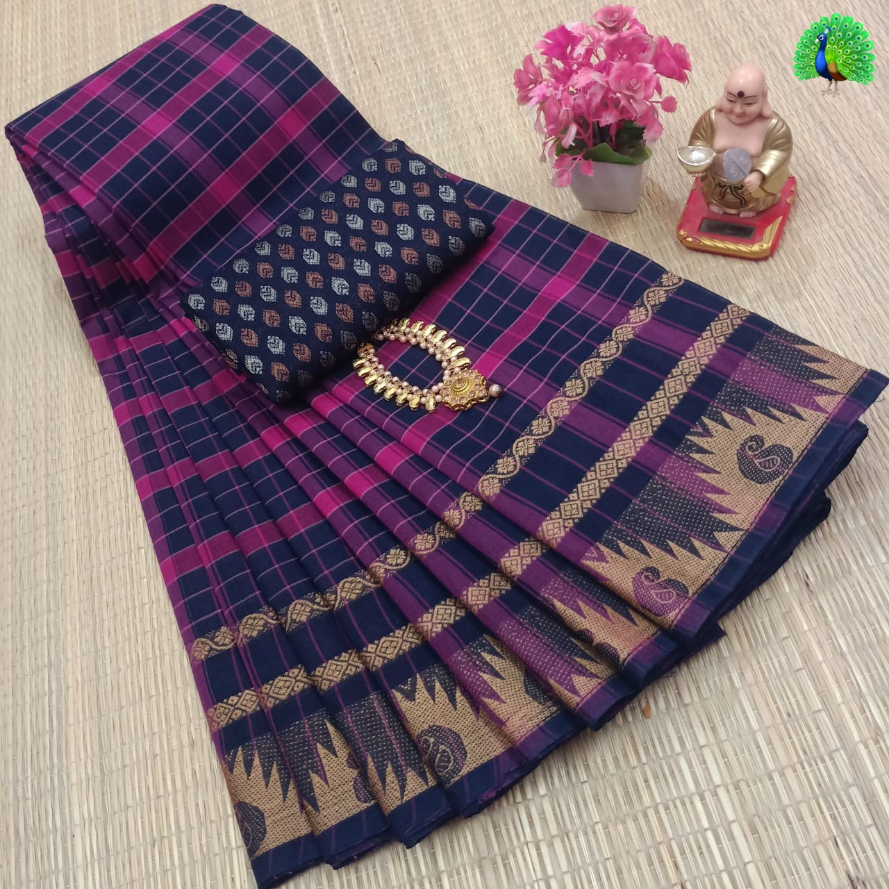 Pure Cotton Sarees With Kalamkari blouse fabric