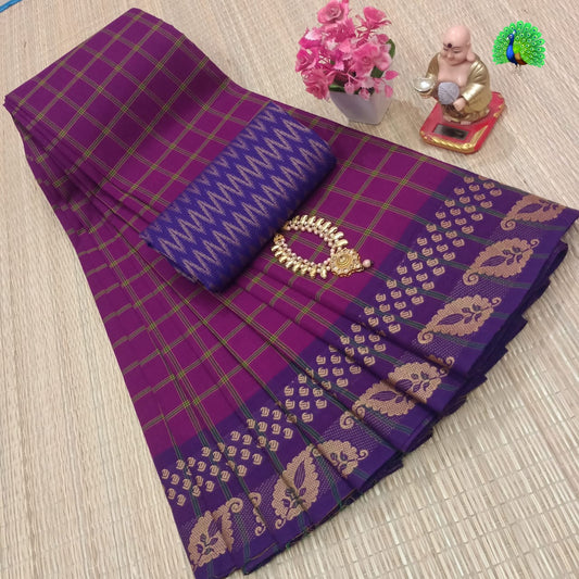 Pure Cotton Sarees With Kalamkari blouse fabric