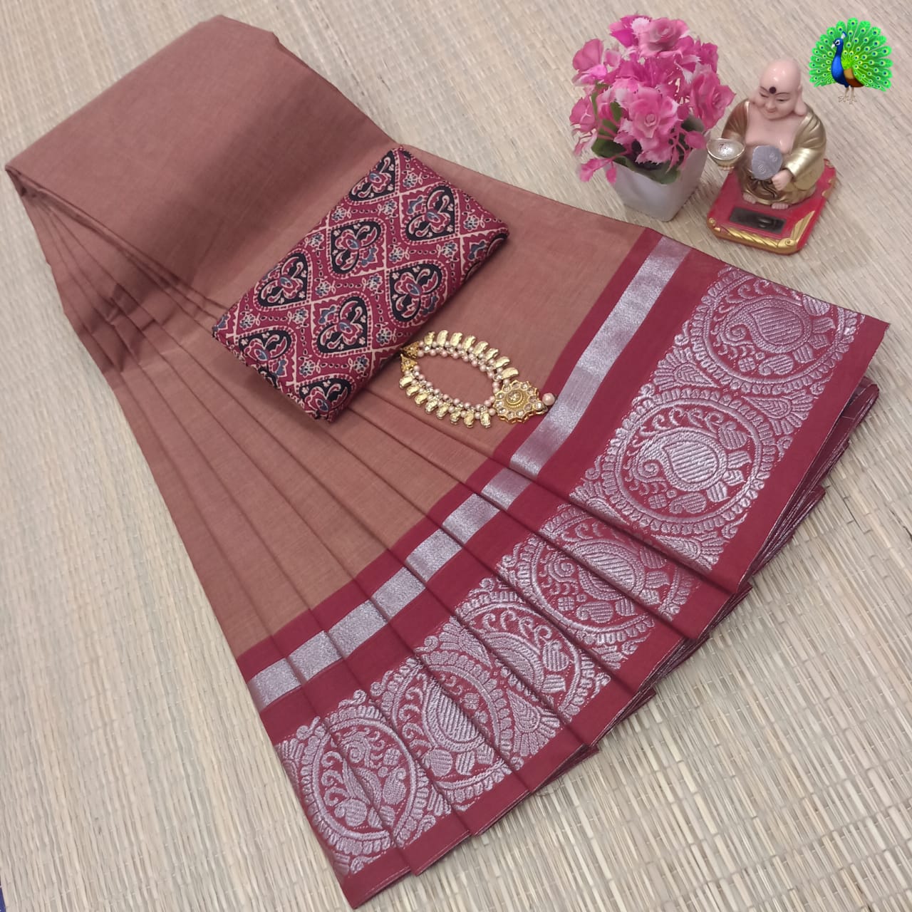 Pure Cotton Sarees With Kalamkari blouse fabric