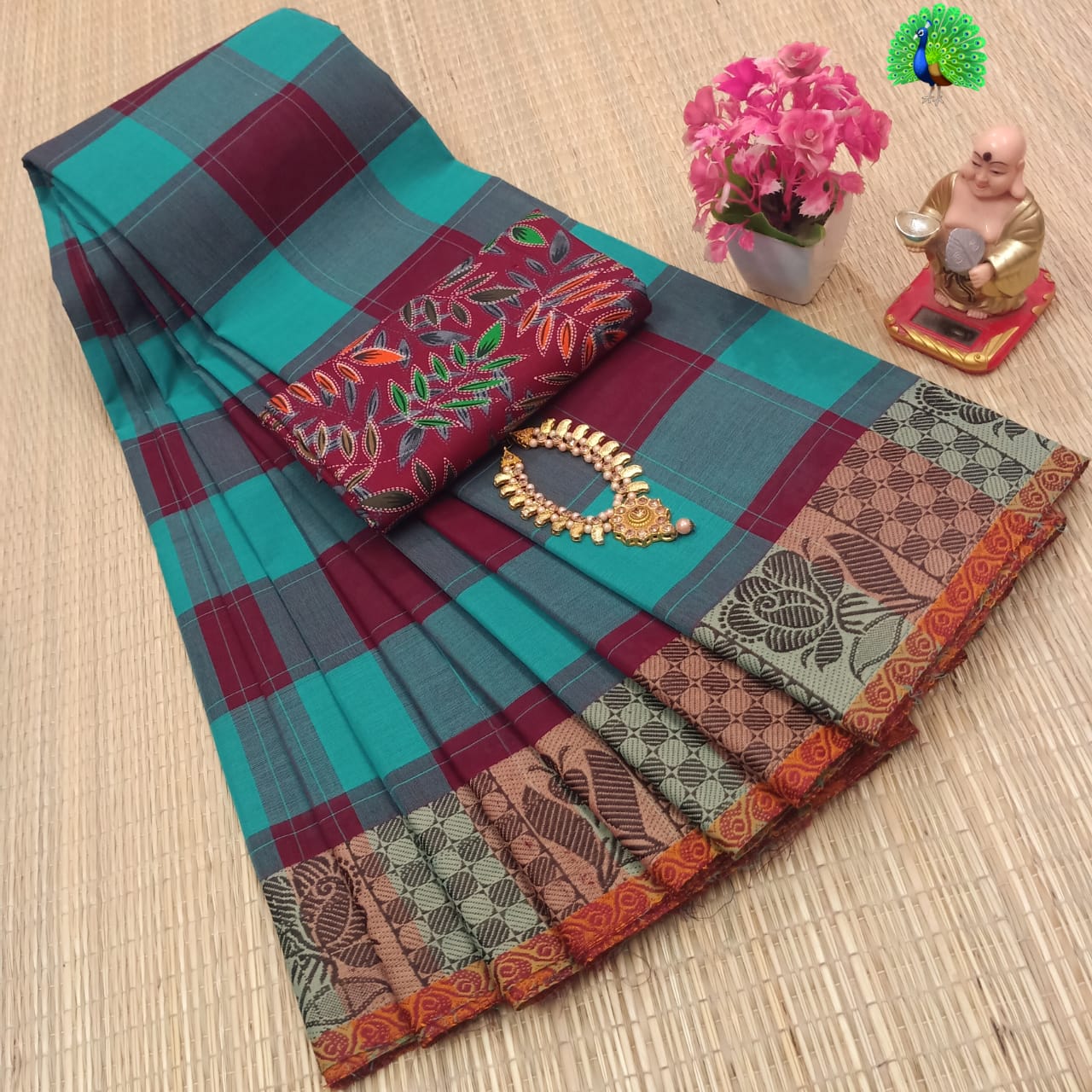 Pure Cotton Sarees With Kalamkari blouse fabric