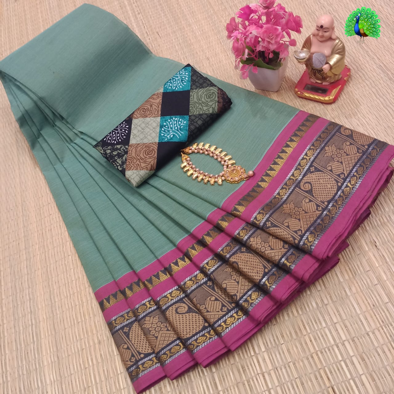 Pure Cotton Sarees With Kalamkari blouse fabric