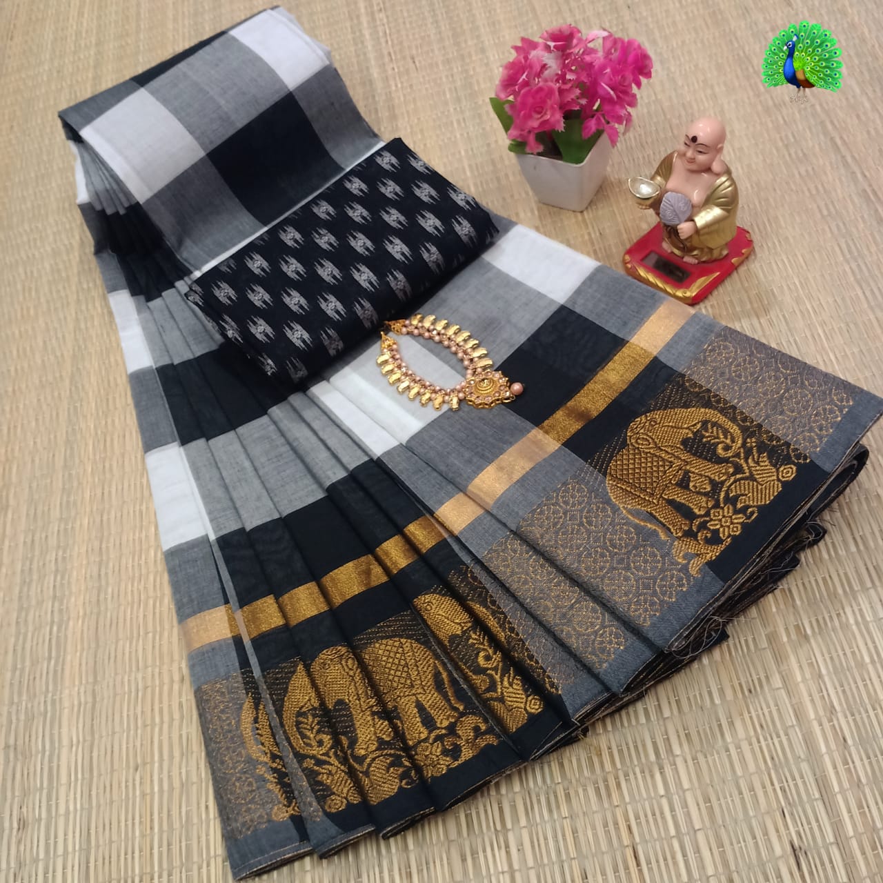 Pure Cotton Sarees With Kalamkari blouse fabric