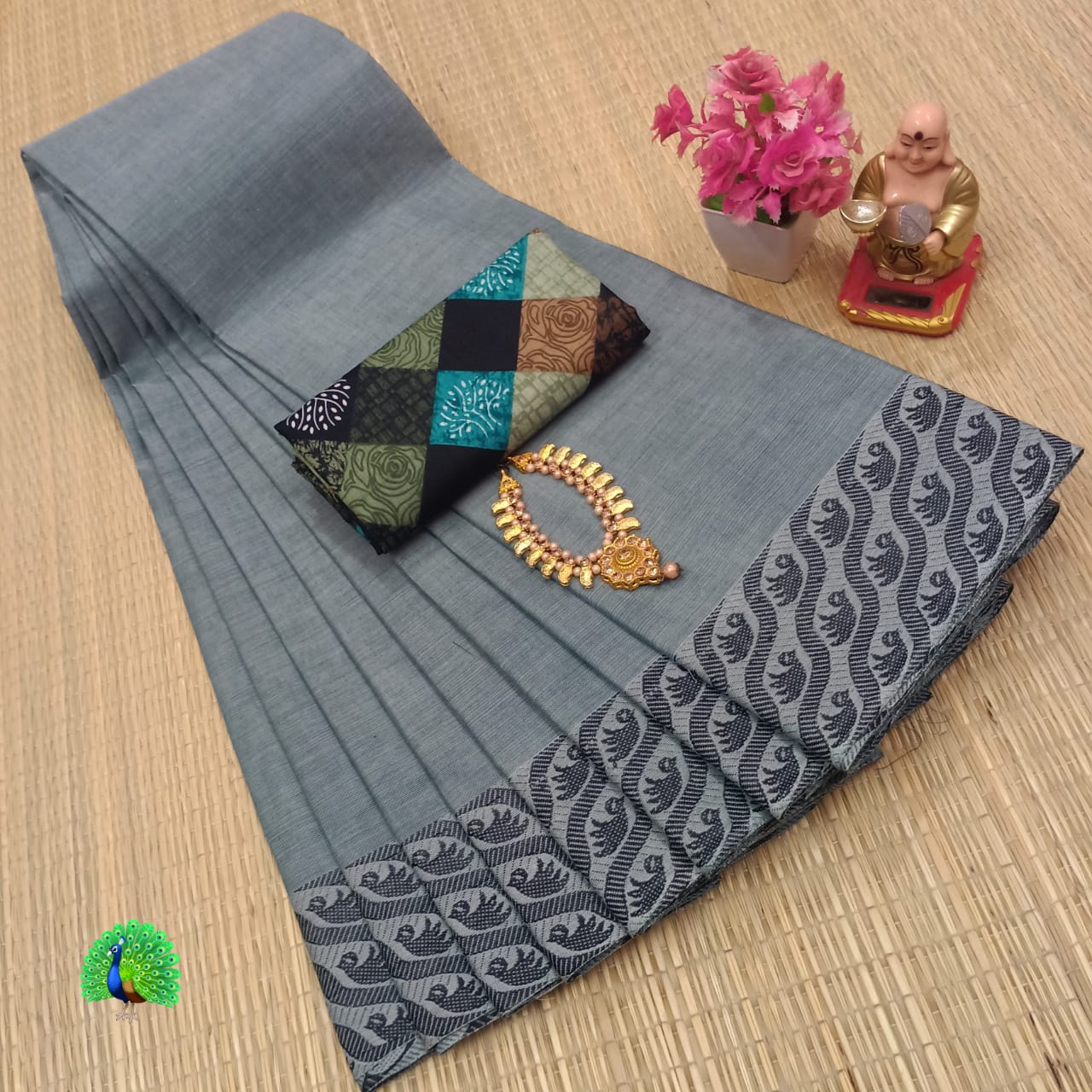 Pure Cotton Sarees With Kalamkari blouse fabric