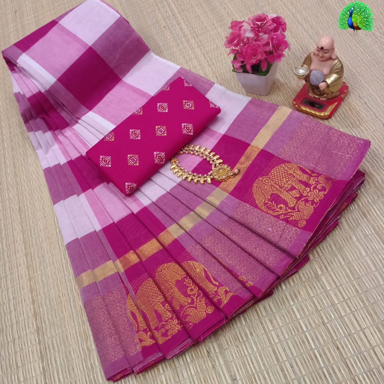 Pure Cotton Sarees With Kalamkari blouse fabric