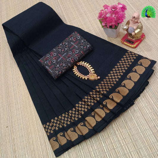 Pure Cotton Sarees With Kalamkari blouse fabric