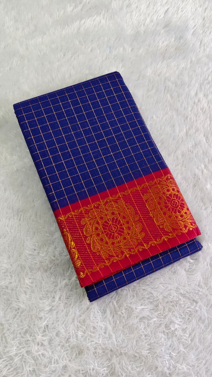 Chettinad 80s Count Pure Cotton Check Saree