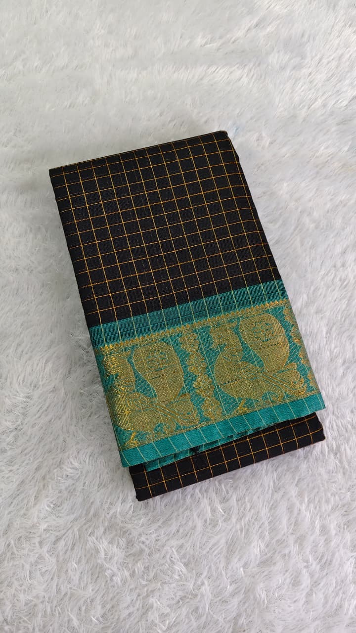 Chettinad 80s Count Pure Cotton Check Saree