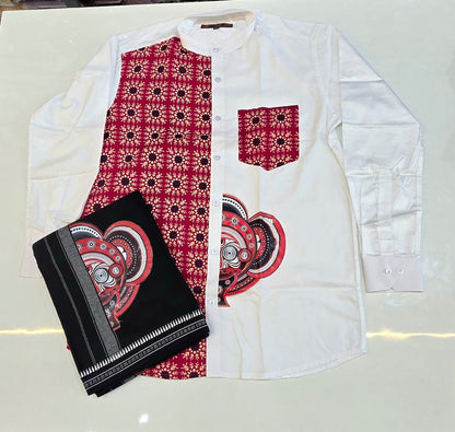 Ajrakh Kerala Onam Special Set Mundu & Shirts
