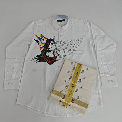 Ajrakh Kerala Onam Special Set Mundu & Shirts