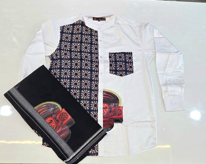 Ajrakh Kerala Onam Special Set Mundu & Shirts