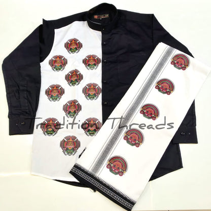 Ajrakh Kerala Onam Special Set Mundu & Shirts