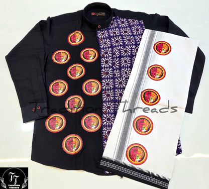 Ajrakh Kerala Onam Special Set Mundu & Shirts