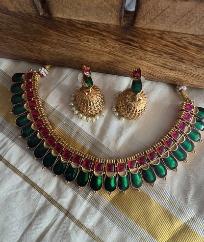 Green Kovai Palakka Necklace Set | Premium Quality