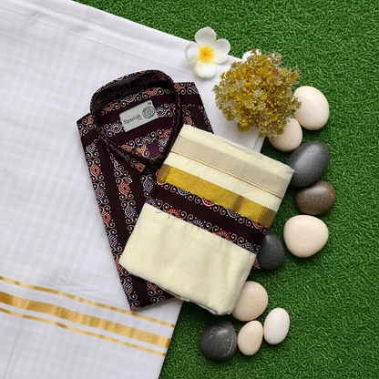 Ajrakh Shirt & Mundu Combo