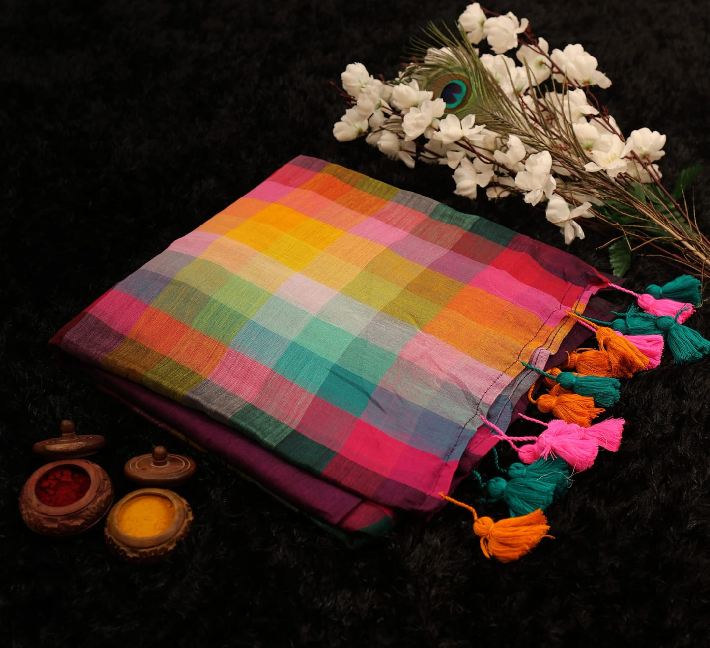 Exclusive Multi-Colour Mul Cotton Rainbow Saree – Summer Collection