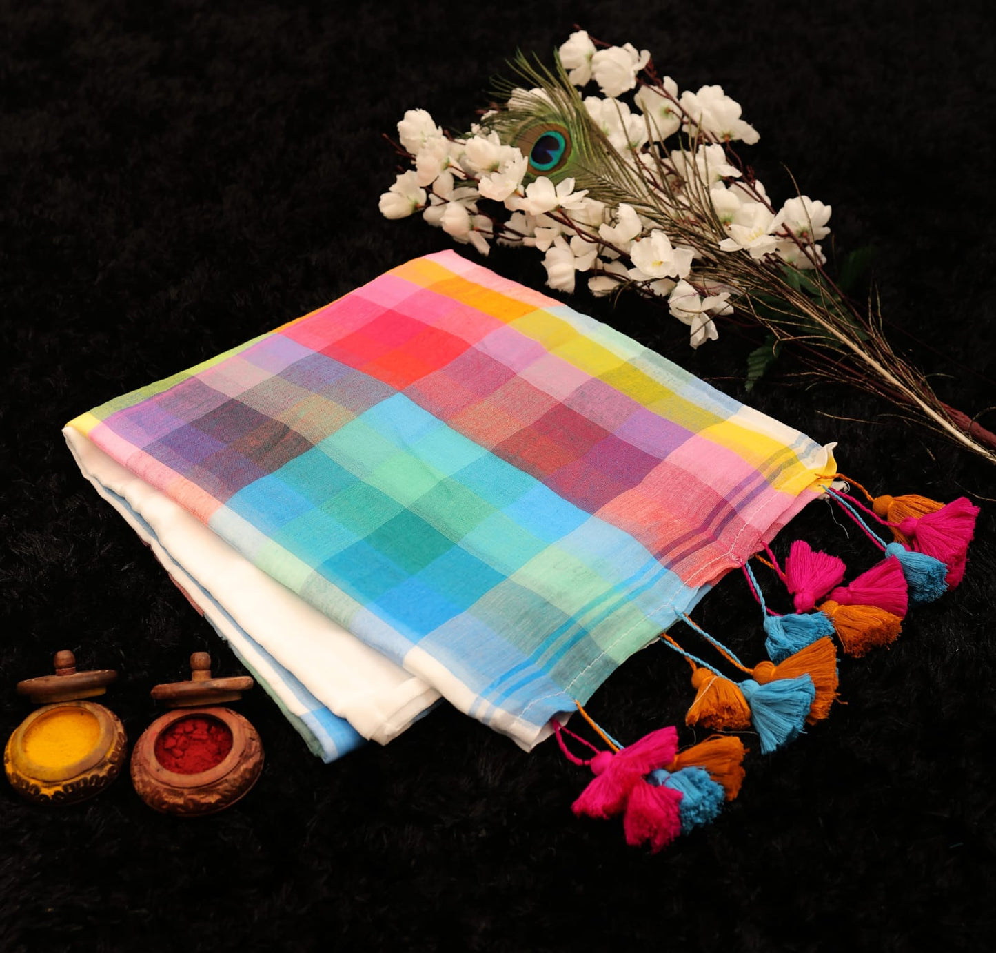 Exclusive Multi-Colour Mul Cotton Rainbow Saree – Summer Collection