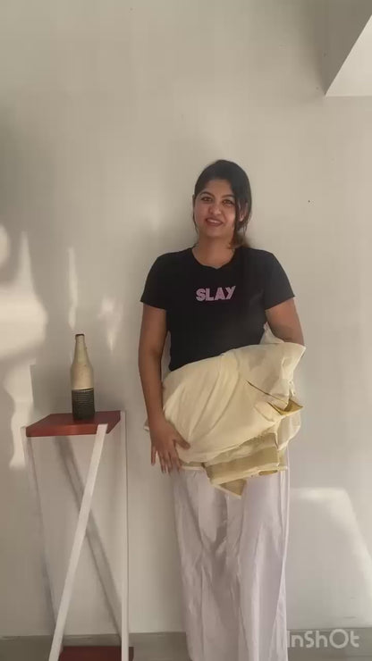 Kerala Kasavu Cotton Ready to Wear Saree