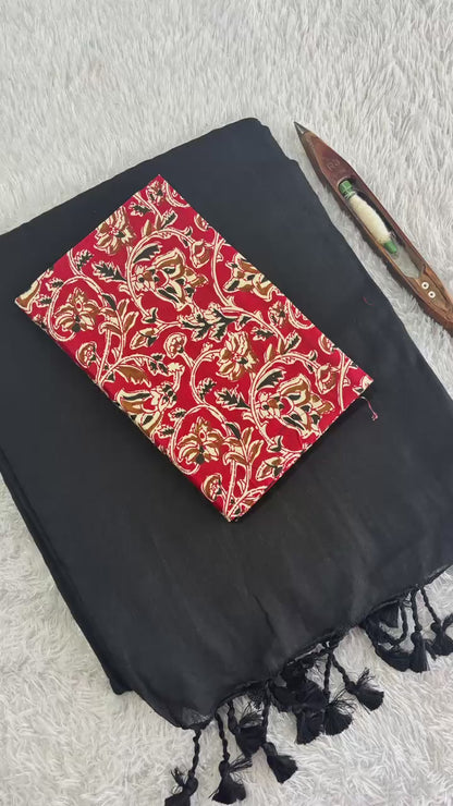 Khadi Cotton Saree with Printed Blouse – Premium Quality