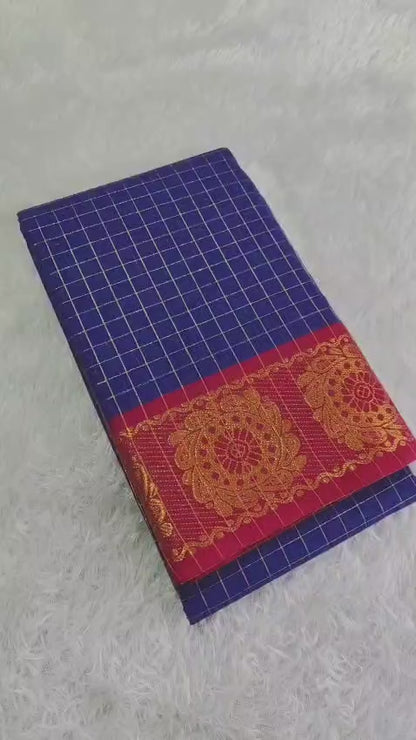 Chettinad 80s Count Pure Cotton Check Saree