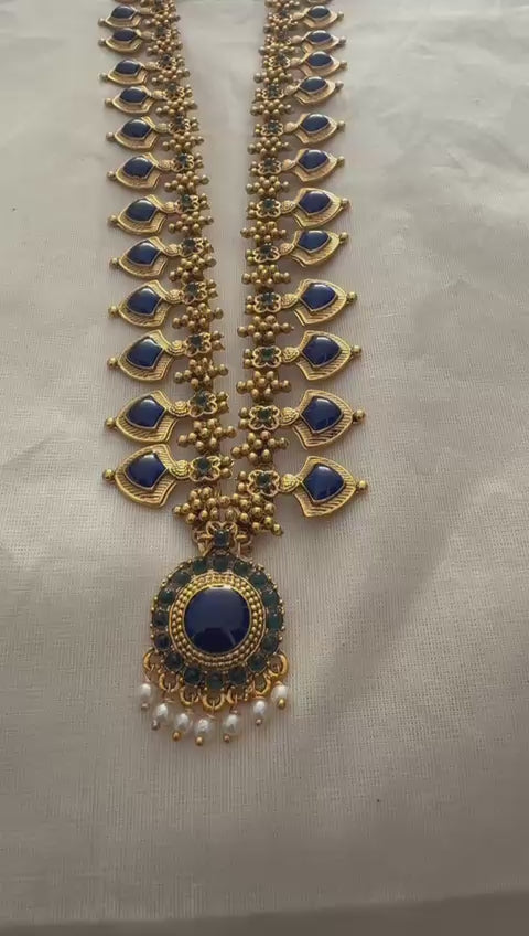 Long Palakka Necklace ( blue ) | Premium Quality